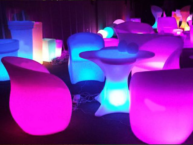 glowing chairs and tables