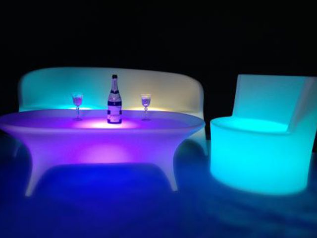 glowing chairs table sofa